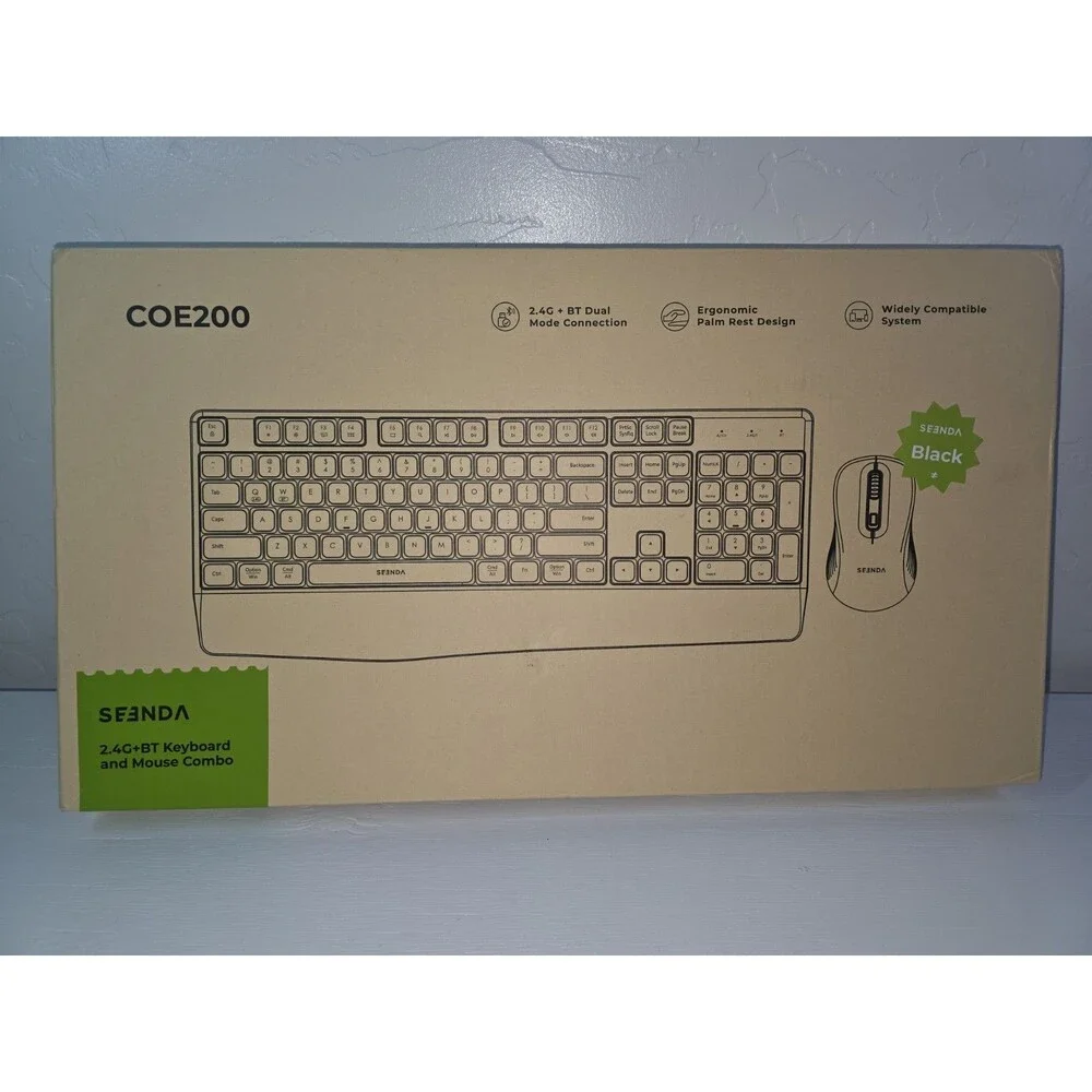 seenda Wireless Bluetooth Keyboard and Mouse Combo, COE200 Ergonomic Wireless...